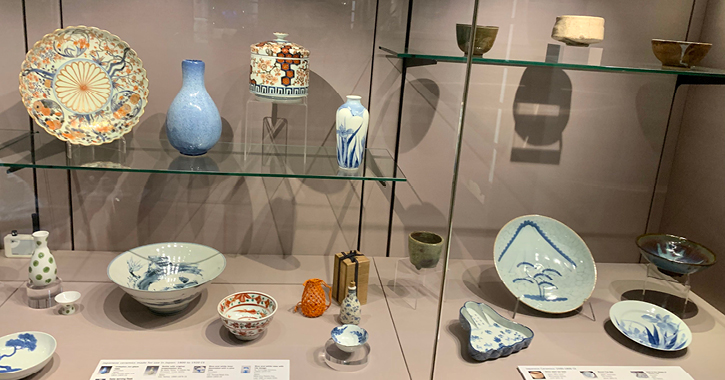 different pottery on display in Durham University's Oriental Museum